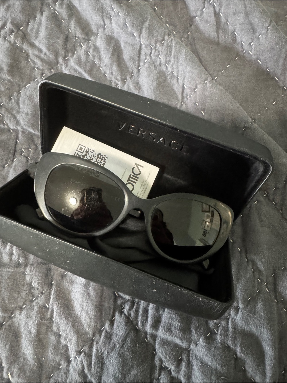Versace Black Cat-Eye Sunglasses - Black Lenses